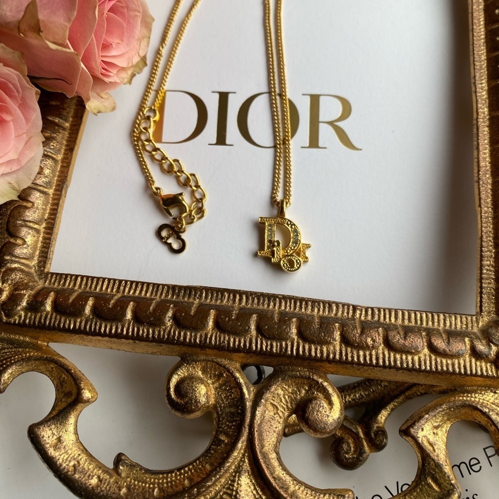 AUTHENTIC Christian Dior vintage gold tone logo necklace - Picture 10 of 15